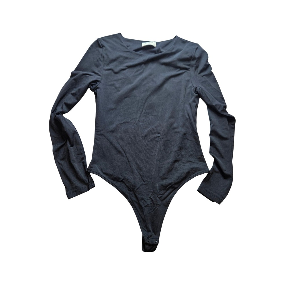 Babaton Aritzia Long Sleeve Crew Neck Thong Bodysuit Black Size L